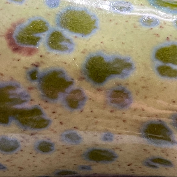 Vtg MCM 70s Ceramic Green Speckled Drip Glaze Big Mushroom Spice Shaker Salt - Picture 5 of 5